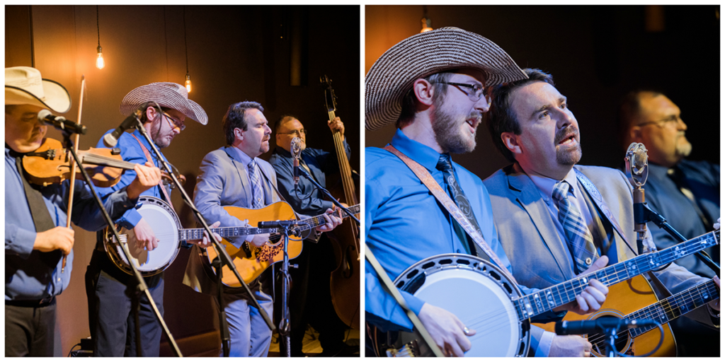 Right pic shows the full band; left pic focuses in on Ralph II singing with a couple of his band members nearby