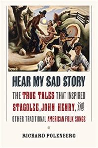 Book cover depicting a number of characters including a fiddler, a man threatening a woman with a knife, and a harmonica player.