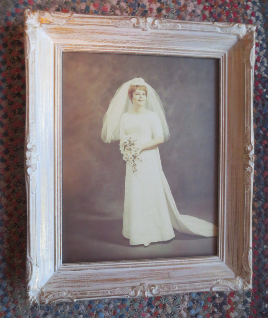 Bridal photograph of the author's mother, showing quite a bit of fading