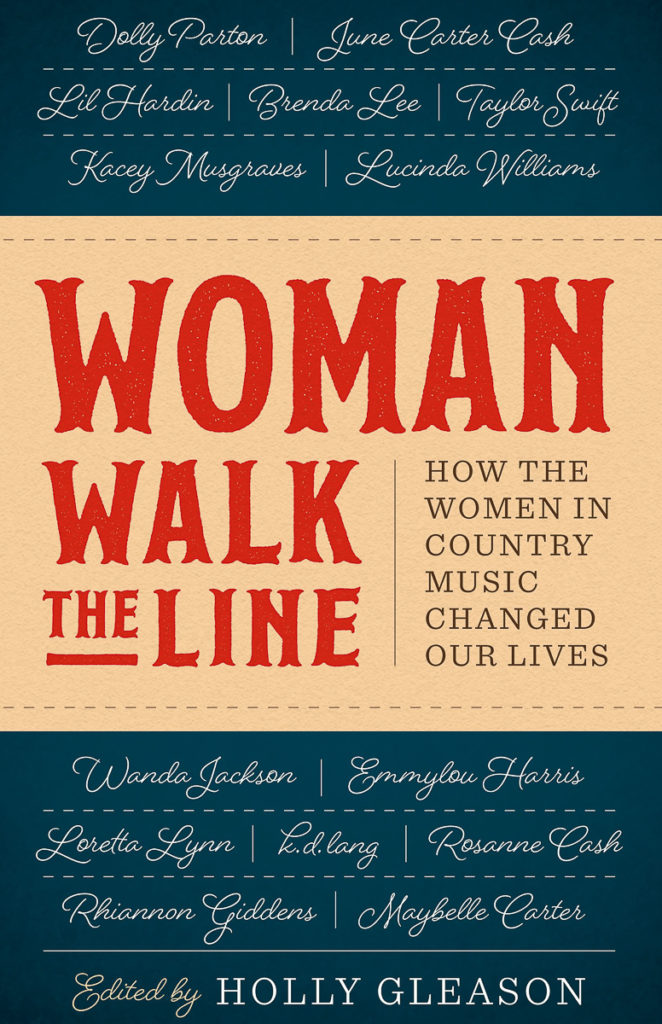 The cover of the book is blue and cream with the main title in red. Several female country musician's names are written in cursive font on the blue part of the cover.