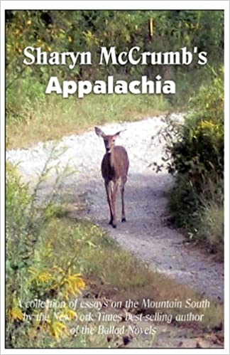 The book cover has the title "Sharyn McCrumb's Appalachia at the top, and the image shows a deer on a path with green growth of trees, flowers, and grass around her.