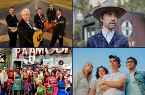 Photo collage of Del McCoury Band, Willie Watson, Green Grass Cloggers, and Bill and the Belles