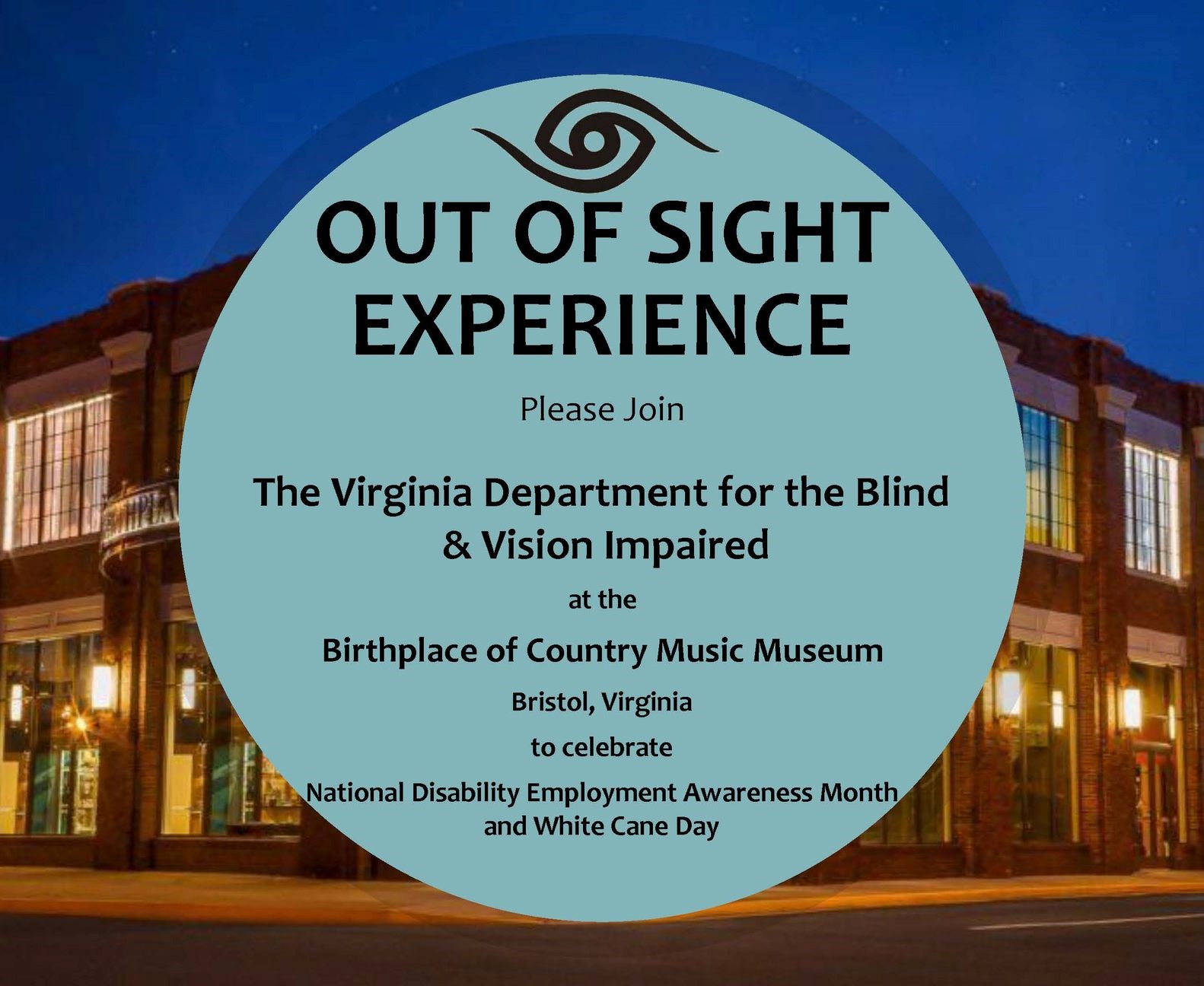 Out of Sight Experience graphic with details of event.