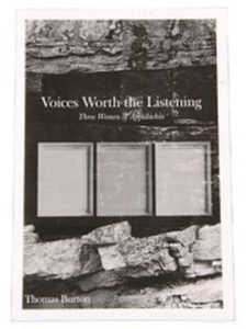 Image of the book's cover, which shows a black-and-white photograph of what looks to be a rock and wooden beam structure with three blank framed rectangles (windows?) in the center.