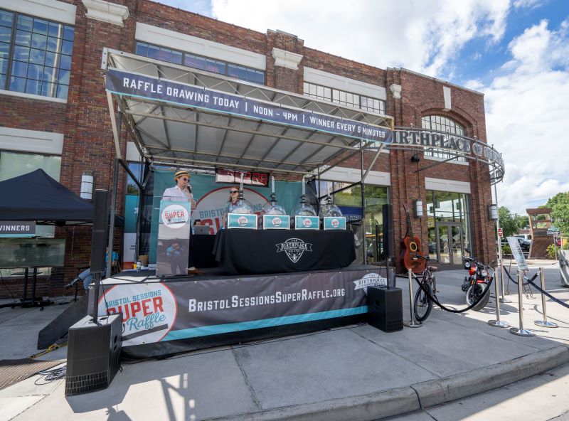 The Bristol Sessions Super Raffle Stage outside the Birthplace of Country Music Museum.