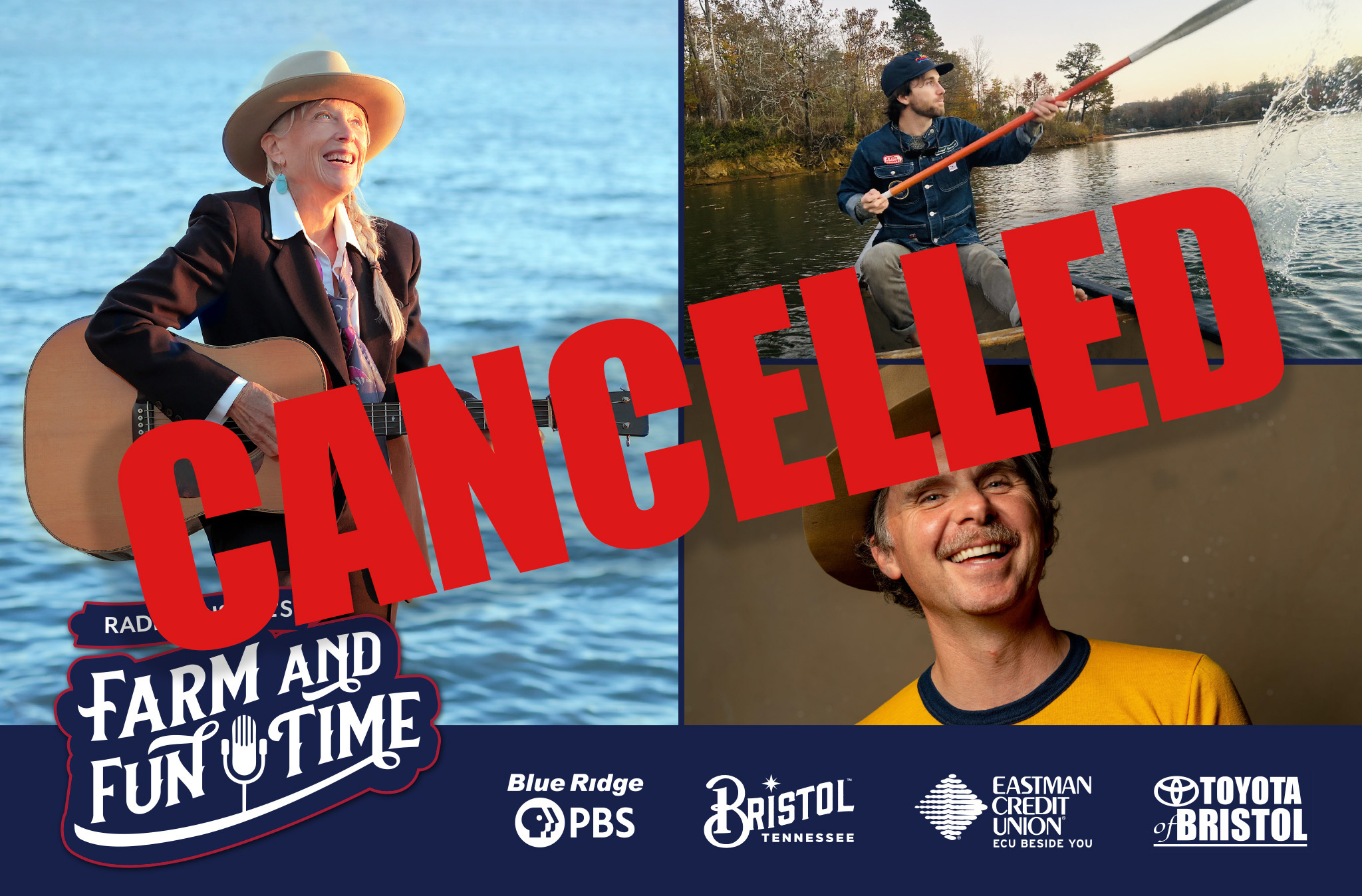 Graphic with the word "cancelled"