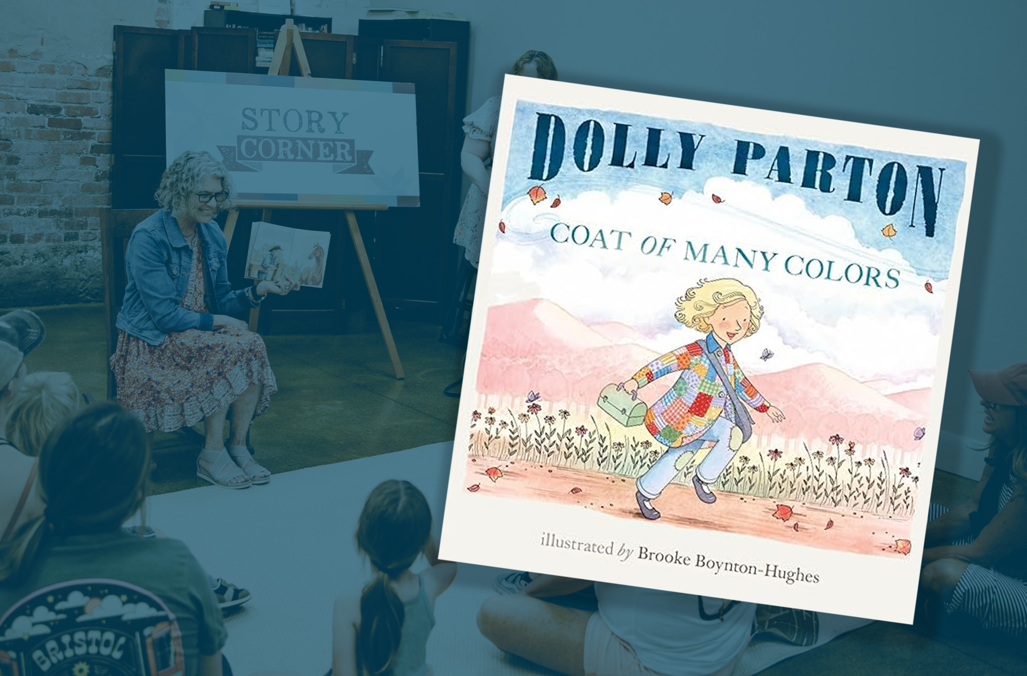 Graphic depicting the cover of the book "Coat of Many Colors."