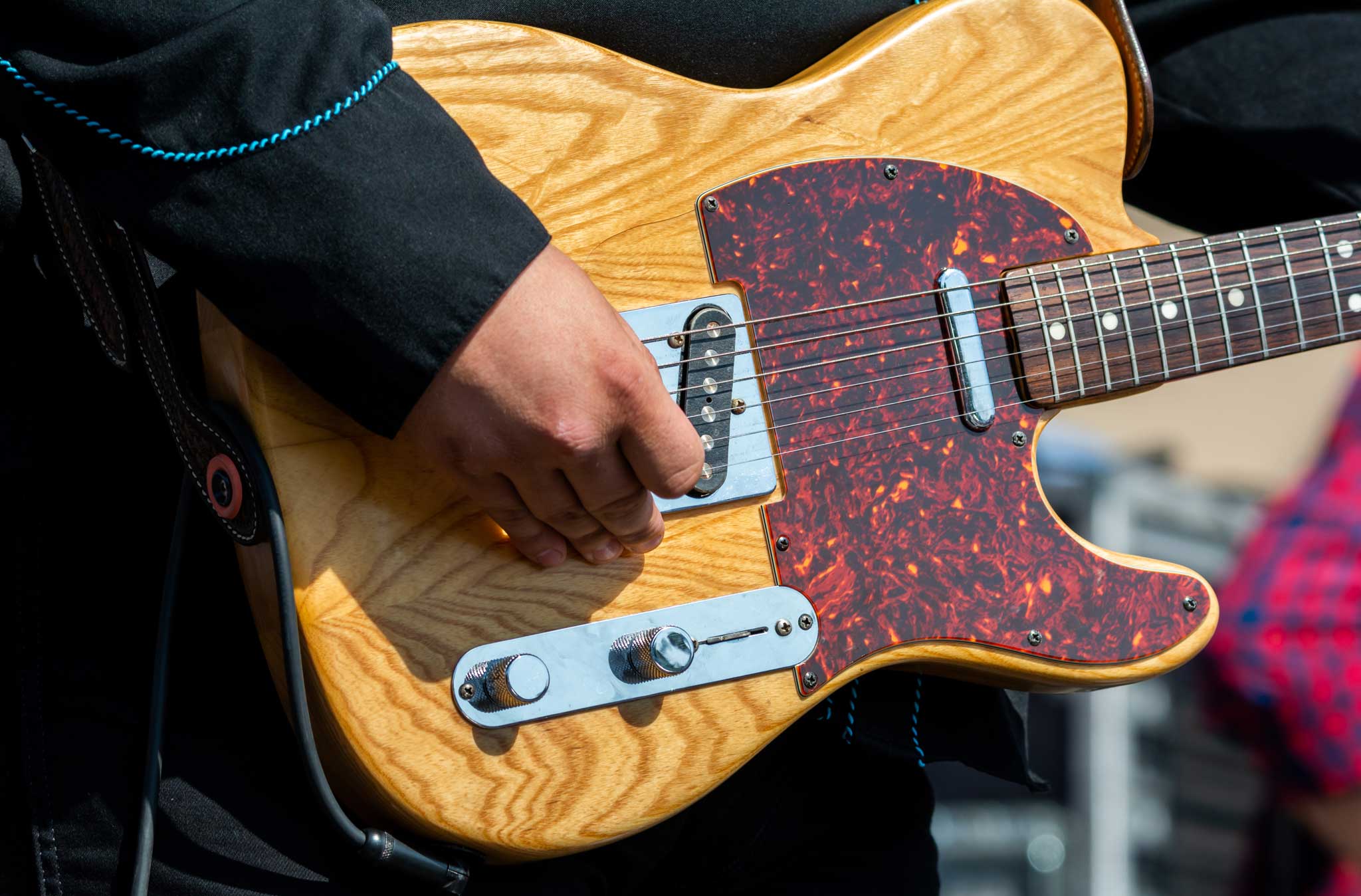 Closeup of an electric guitar