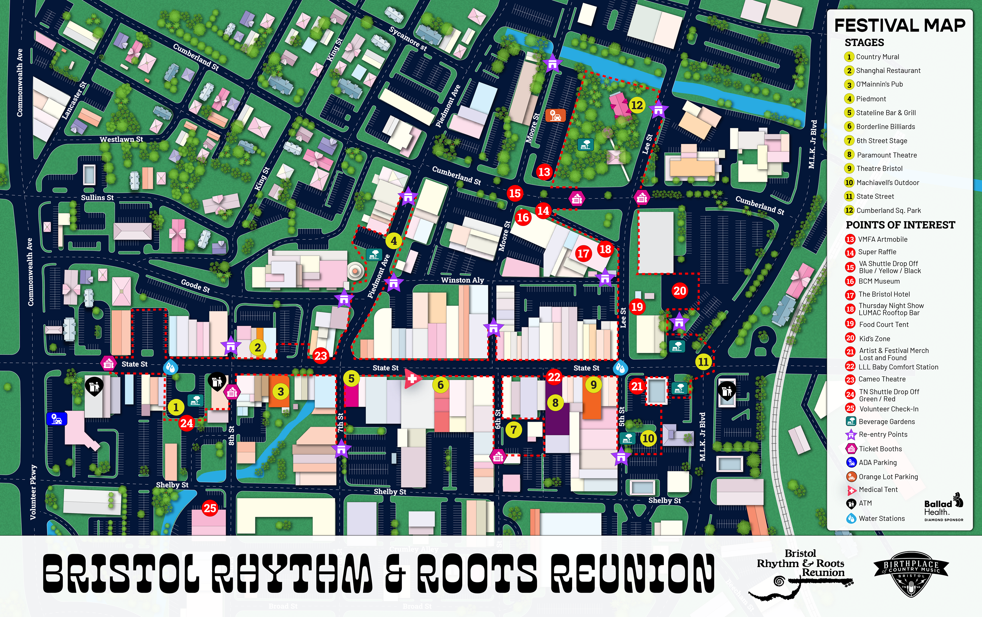 2025 Bristol Rhythm & Roots Reunion Map